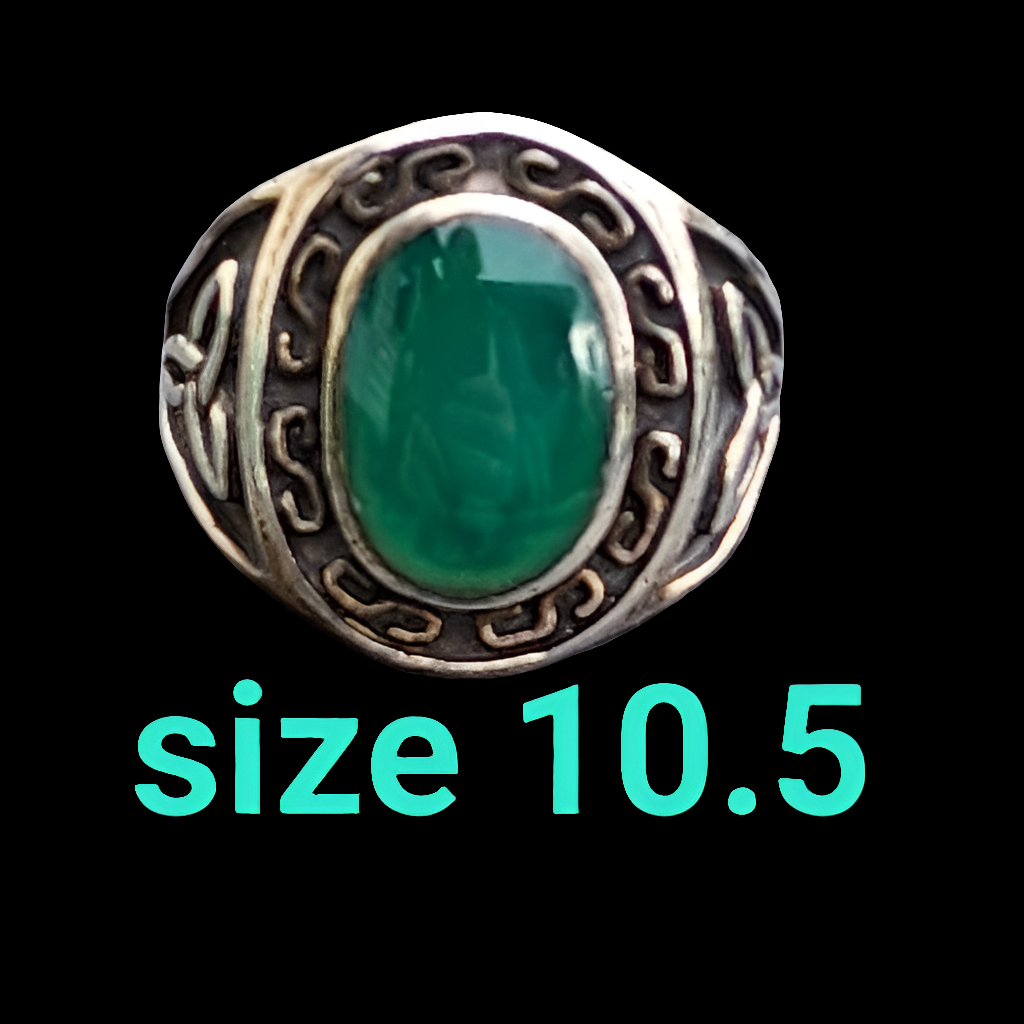 Sterling silver Celtic green at gate ring size 10.5 unisex ST PATTY'S Jewelry