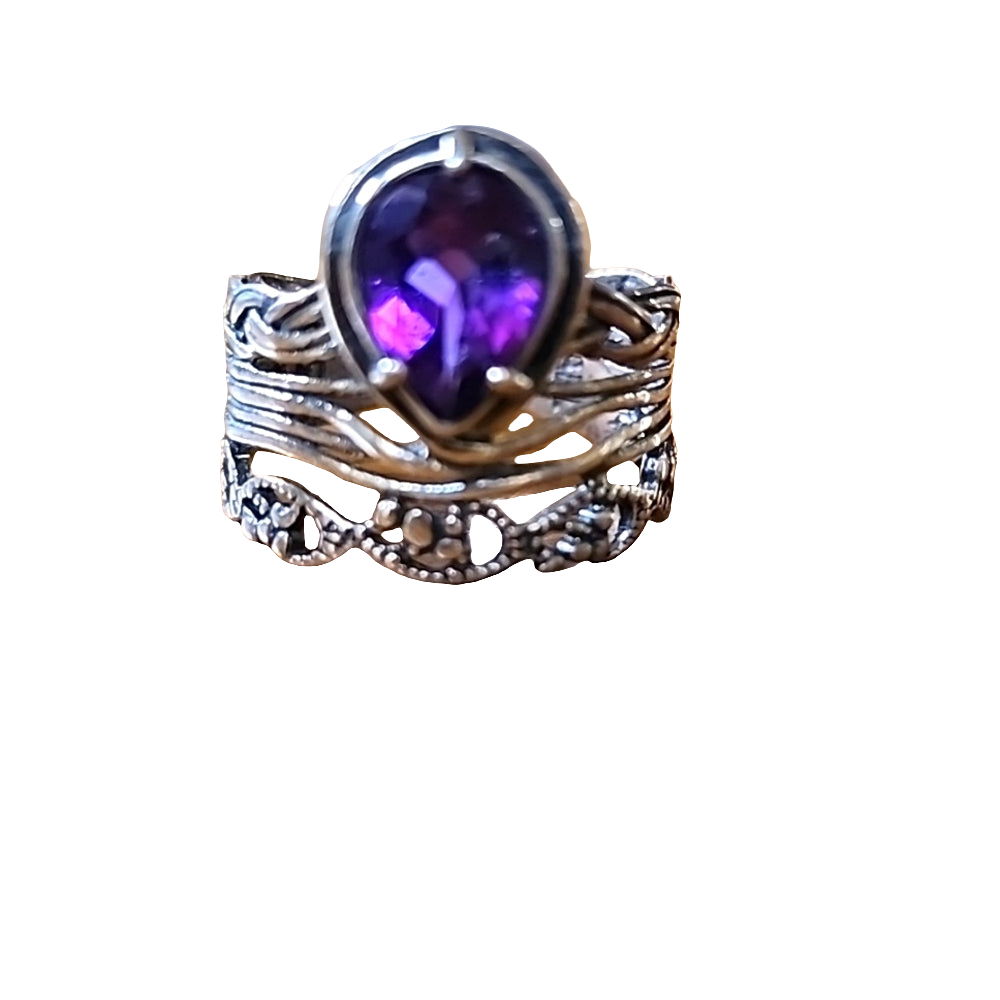 PZ israel Sterling silver amethyst layered look ring size 10 fine jewe…