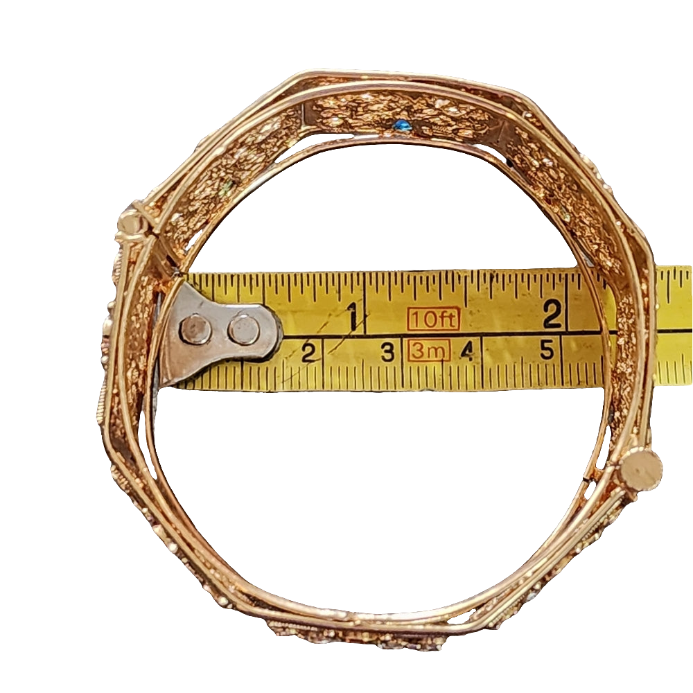 Fashion costume jewelry gold tone rhinestone bangle bracelet w screw clasp