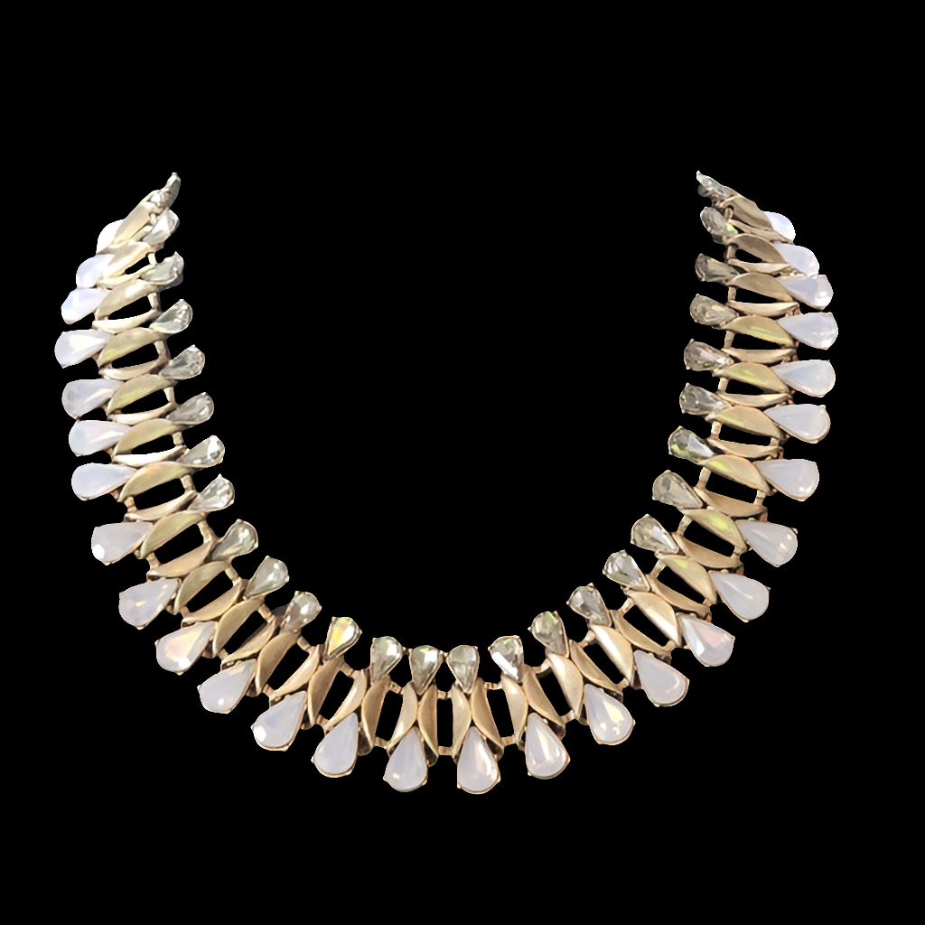 Designer J Crew rhinestone gold tone statement fashion jewelry necklace