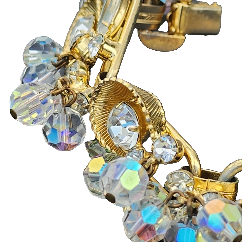 Vintage unsigned Julianna rhinestone Crystal aurora borealis bracelet  fine jewelry