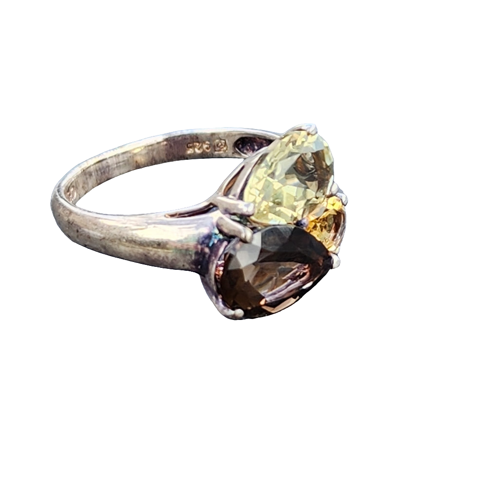 Sterling silver ring with natural smokey Quartz size 9.75 Fine Jewelry gemstones