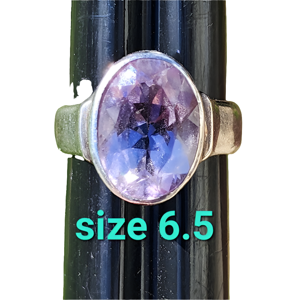 Vintage sterling silver ring with purple stone size 6.5