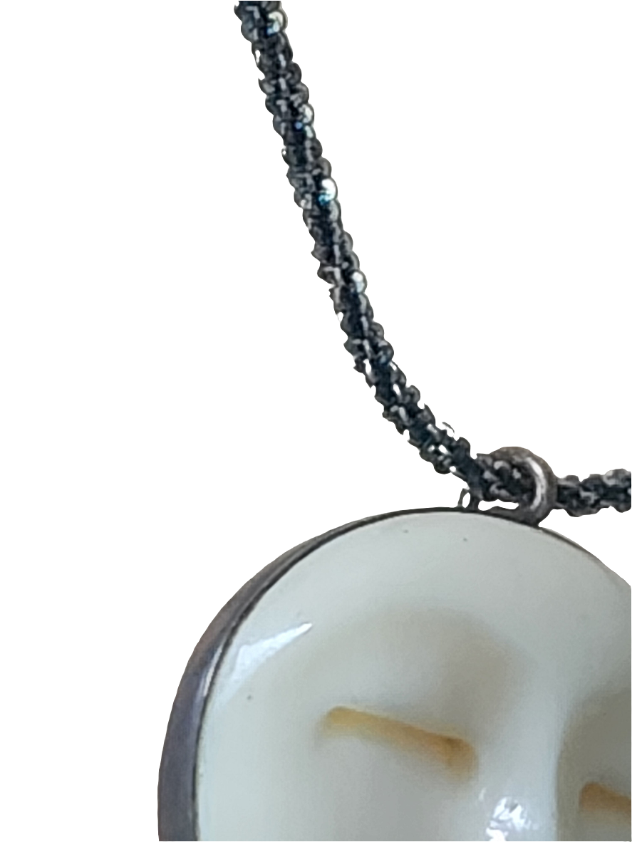 Sajen Style Moon face pendant and Necklace with abalone sterling silver