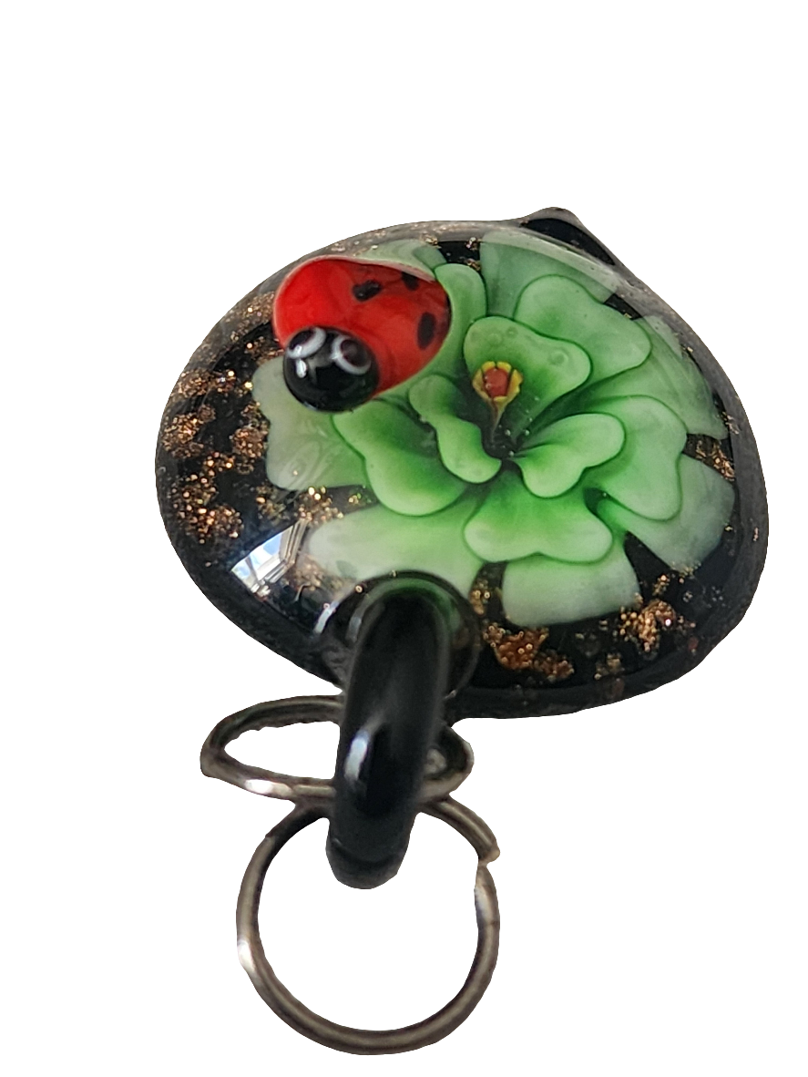 Art glass lady bug flower pendant unique jewelry