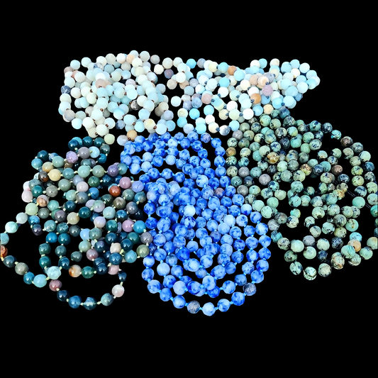 SALE Bundle lot of 5 hard stone long necklaces gemstone crystal
