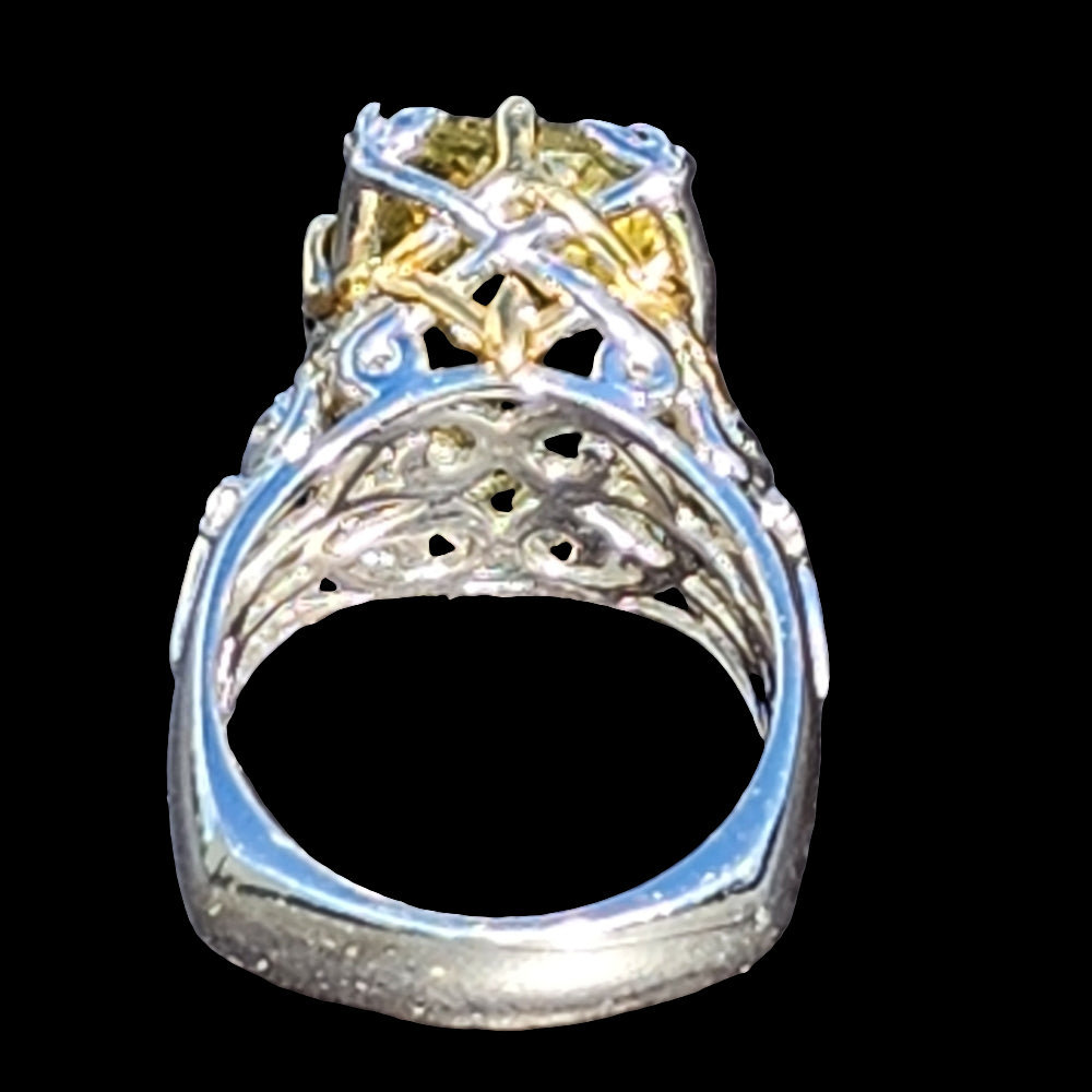 Michael Valitutti Sterling silver ring size 7.75 yellow & clear gemstones chunky