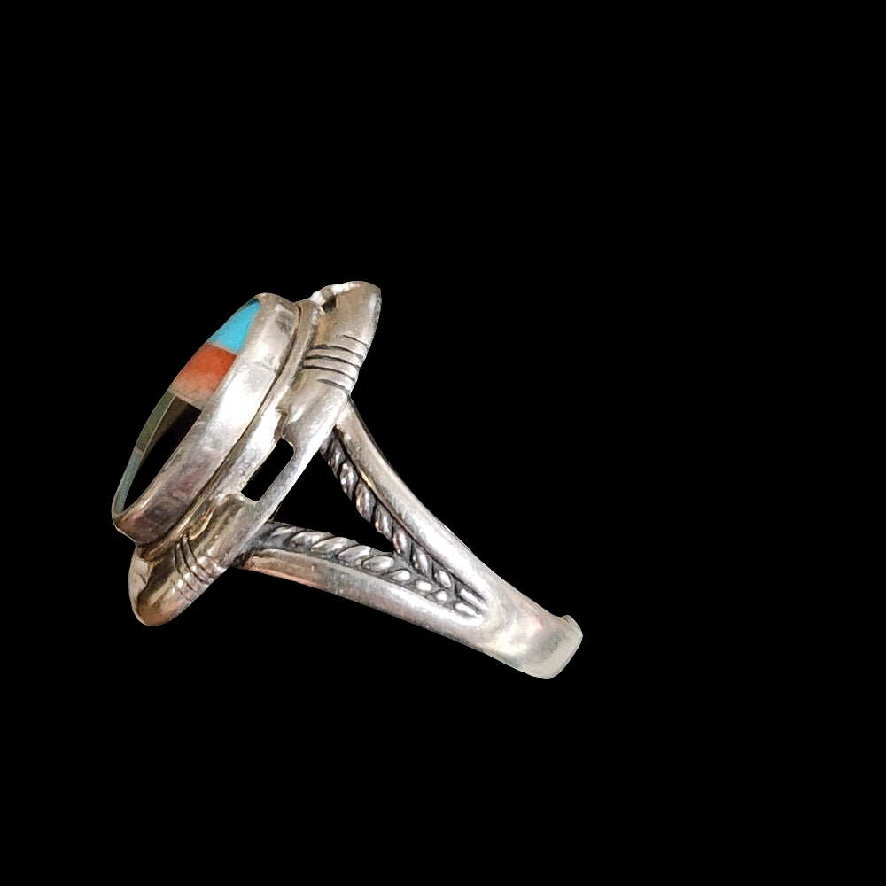 Carolyn Pollack Relios jewelry multi inlay sterling silver ring size 8 designer