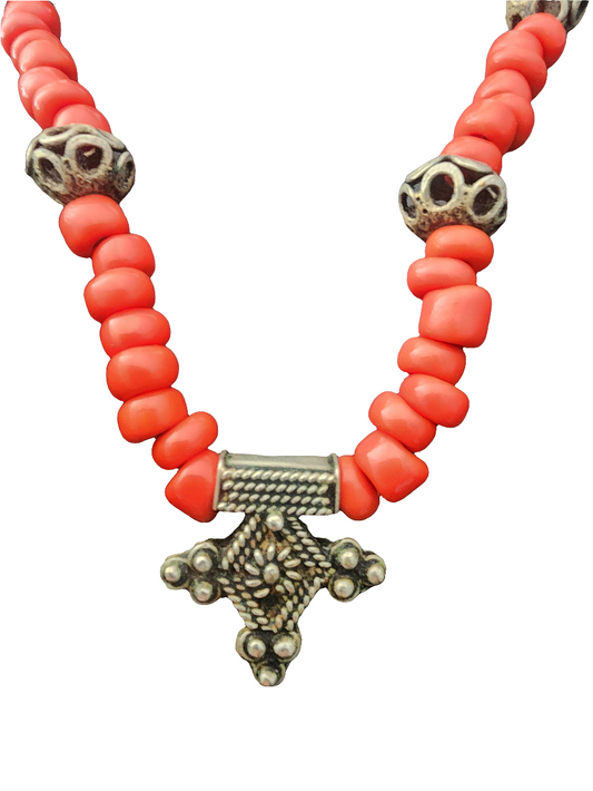 Moroccan red coral Boghdad Necklace unique jewelry