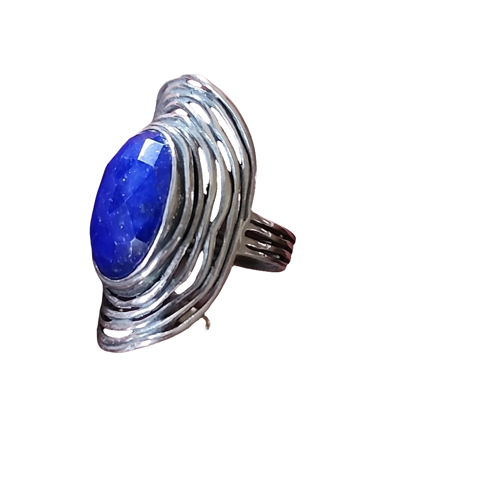PZ israel Sterling silver ring chunky blue stone ring size 9.75 fine jewelry