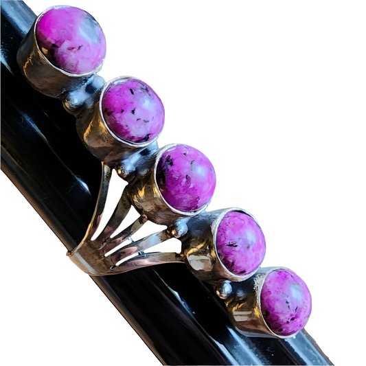 Long purple Mojave type sterling silver ring size 8.5