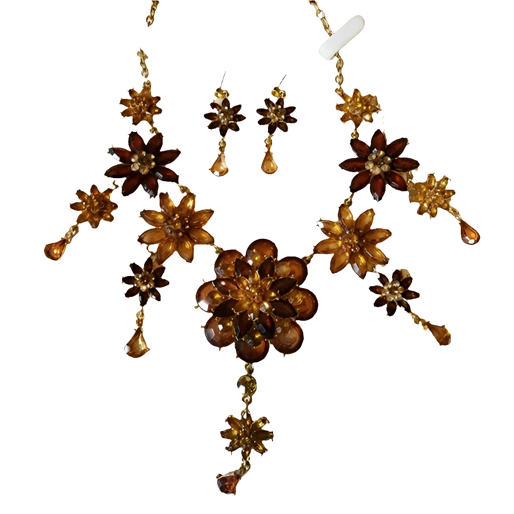 Floral Rhinestone necklace and earring set