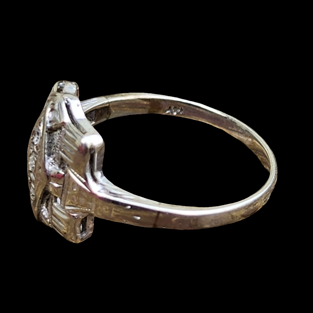 Antique 14k karat white gold diamond wedding ring engagement promise siz…
