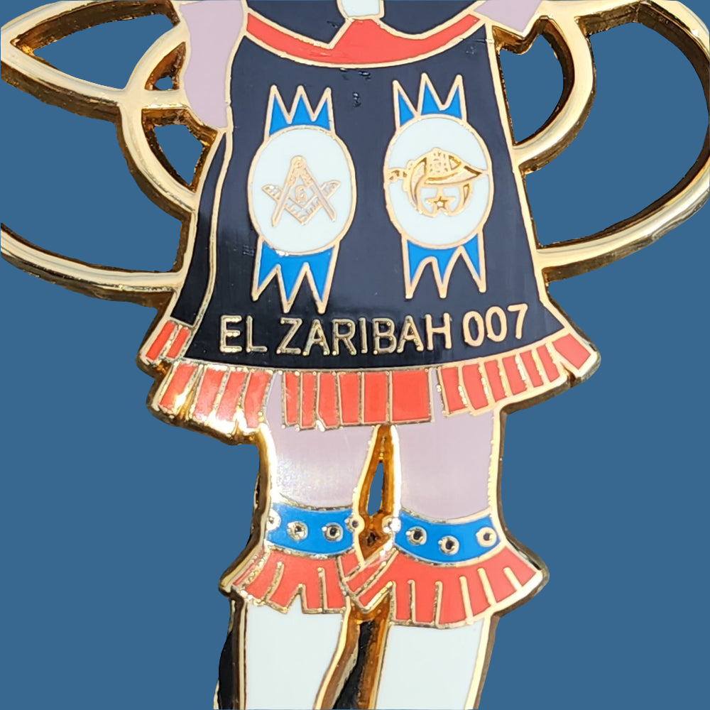 Figural Native American enamel Shriners Bolo El Zaribah Phoenix AZ gold accents