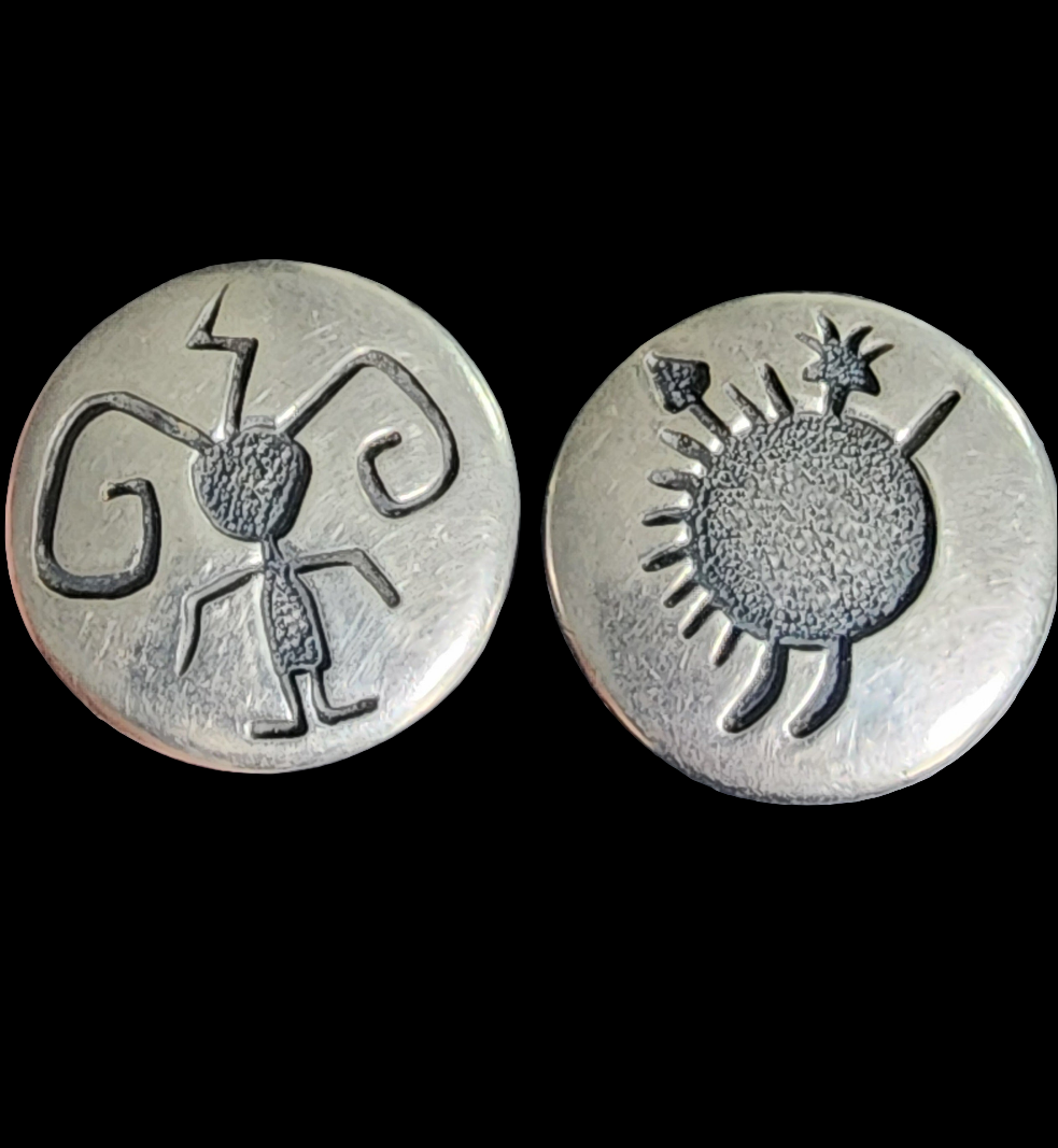Sterling silver native american motif mix match clip on earrings by Walt Doran