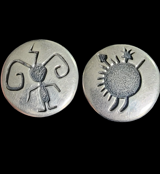 Sterling silver native american motif mix match clip on earrings by Walt Doran