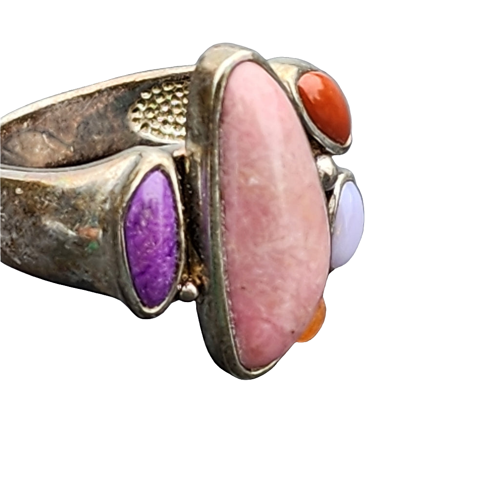 Sterling silver Witney Kelly Natural stone Rhodonite  Red Jasper ring size 10