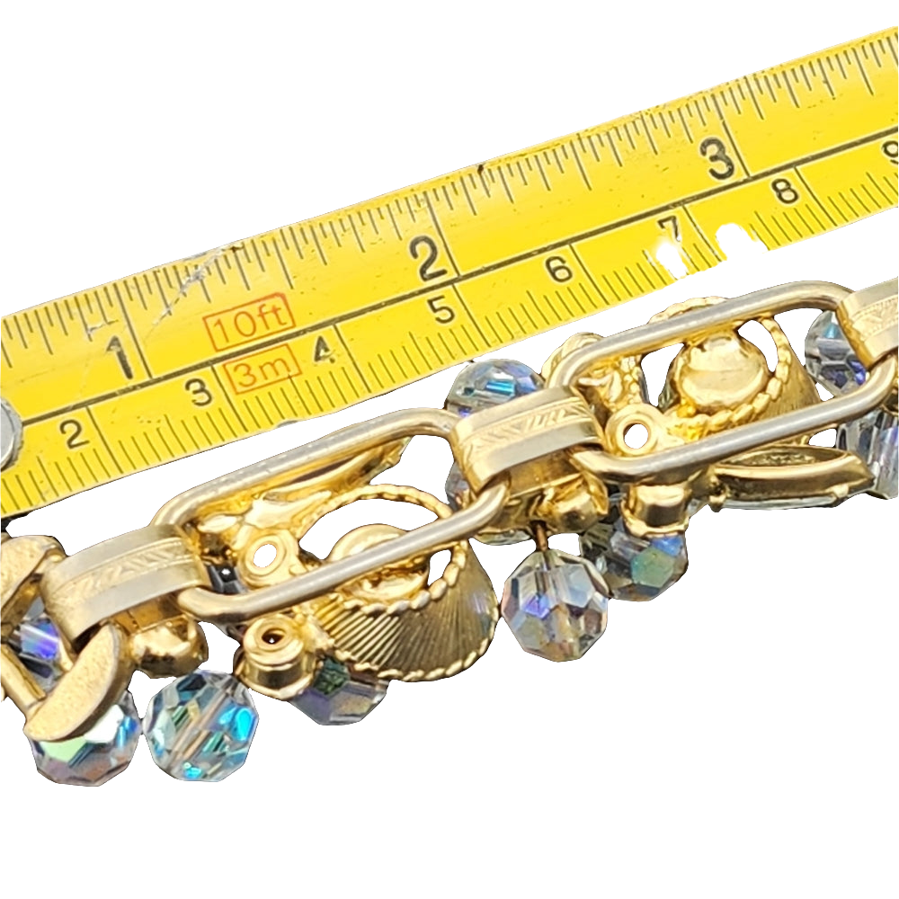 Vintage unsigned Julianna rhinestone Crystal aurora borealis bracelet  fine jewelry