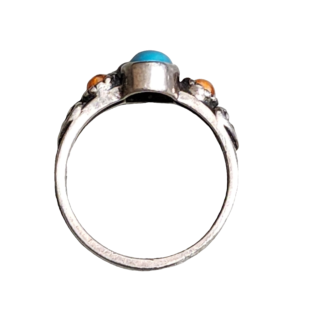 Carolyn Pollack Relios Sterling silver turquoise Coral ring size 7