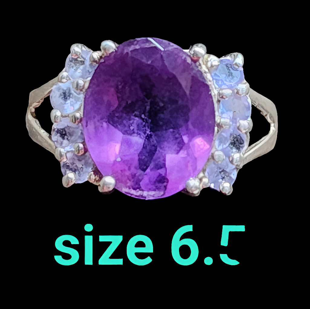 Sterling silver ring with purple amethyst type Stone size 6.5