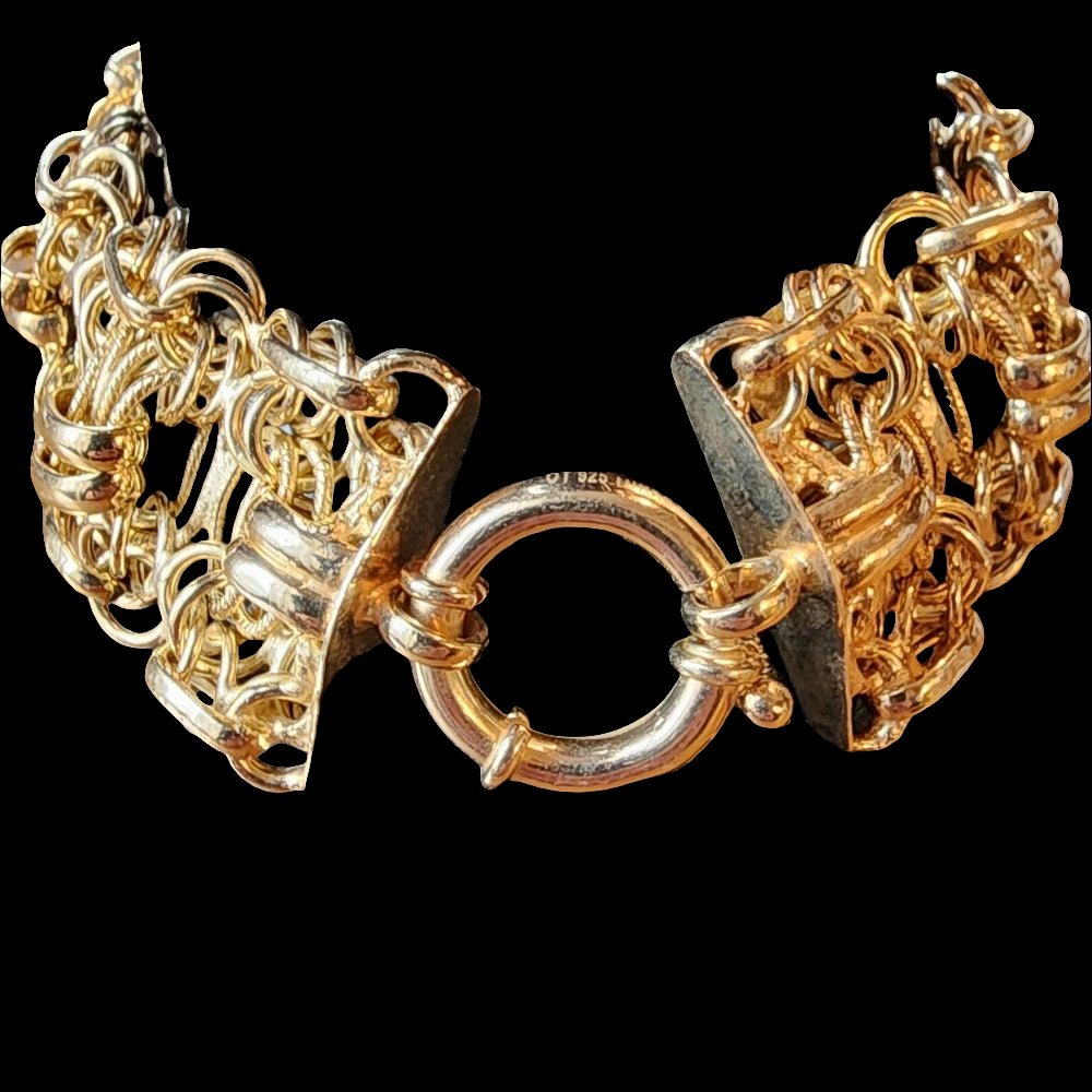 Sterling silver OT Turkey gold vermeil link bracelet fine jewelry wedding gift