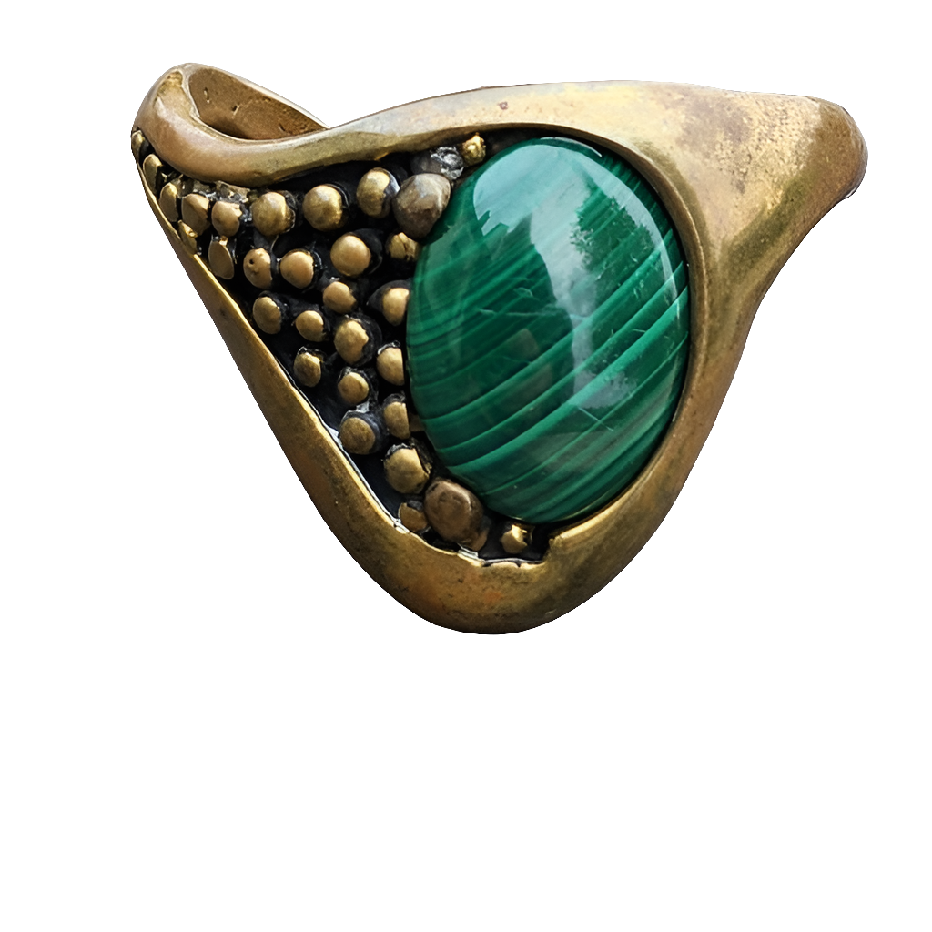 Rare Stephen Dweck modernist abstract malachite bronze cuff bracelet Designer