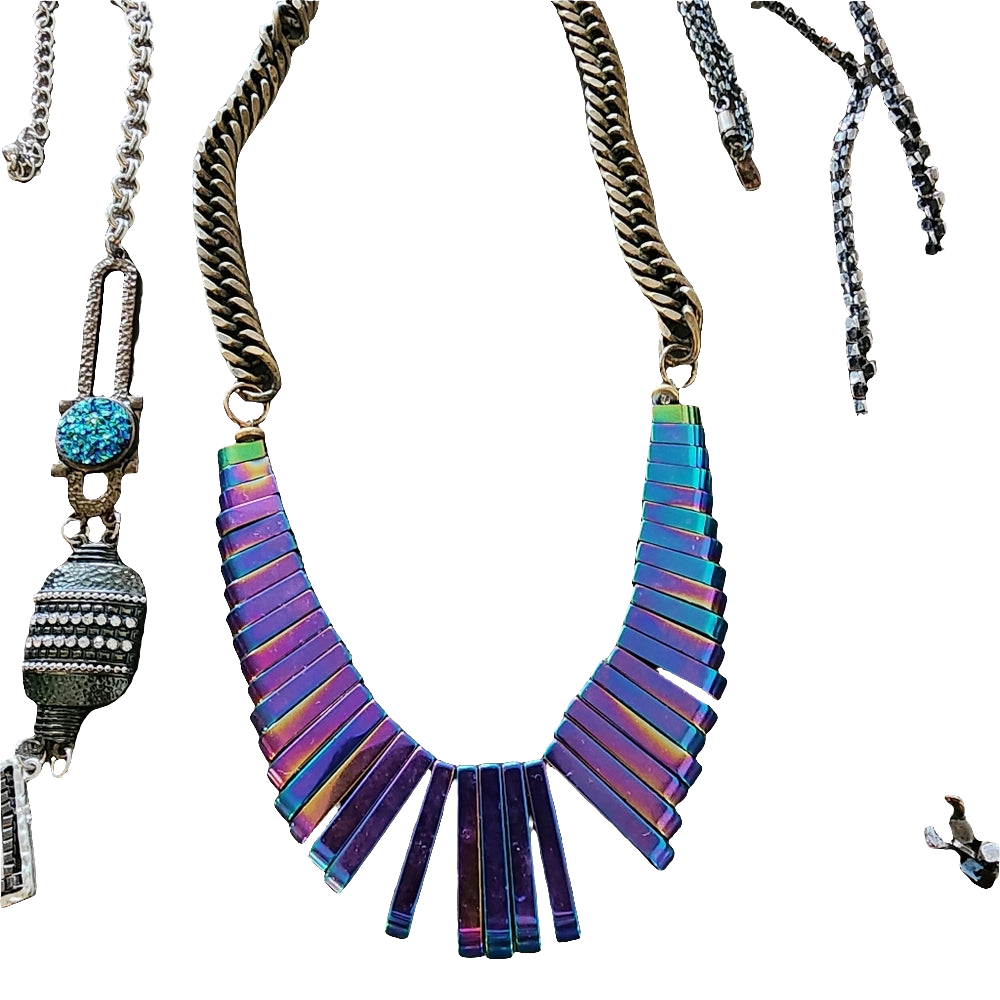 Costume fashion jewelry lot bundle necklaces rainbow hematite necklace