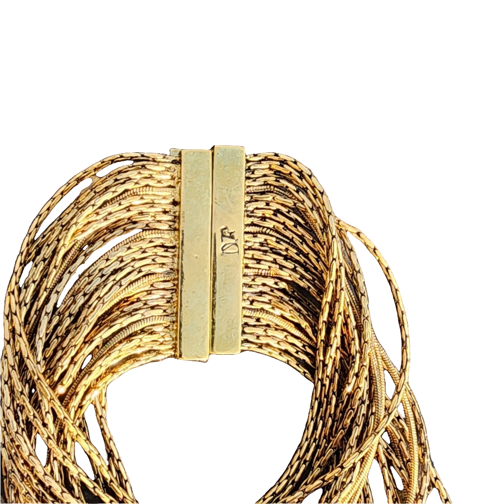 Designer multi-strand gold tone bangle bracelet dvf Diane von Furstenberg