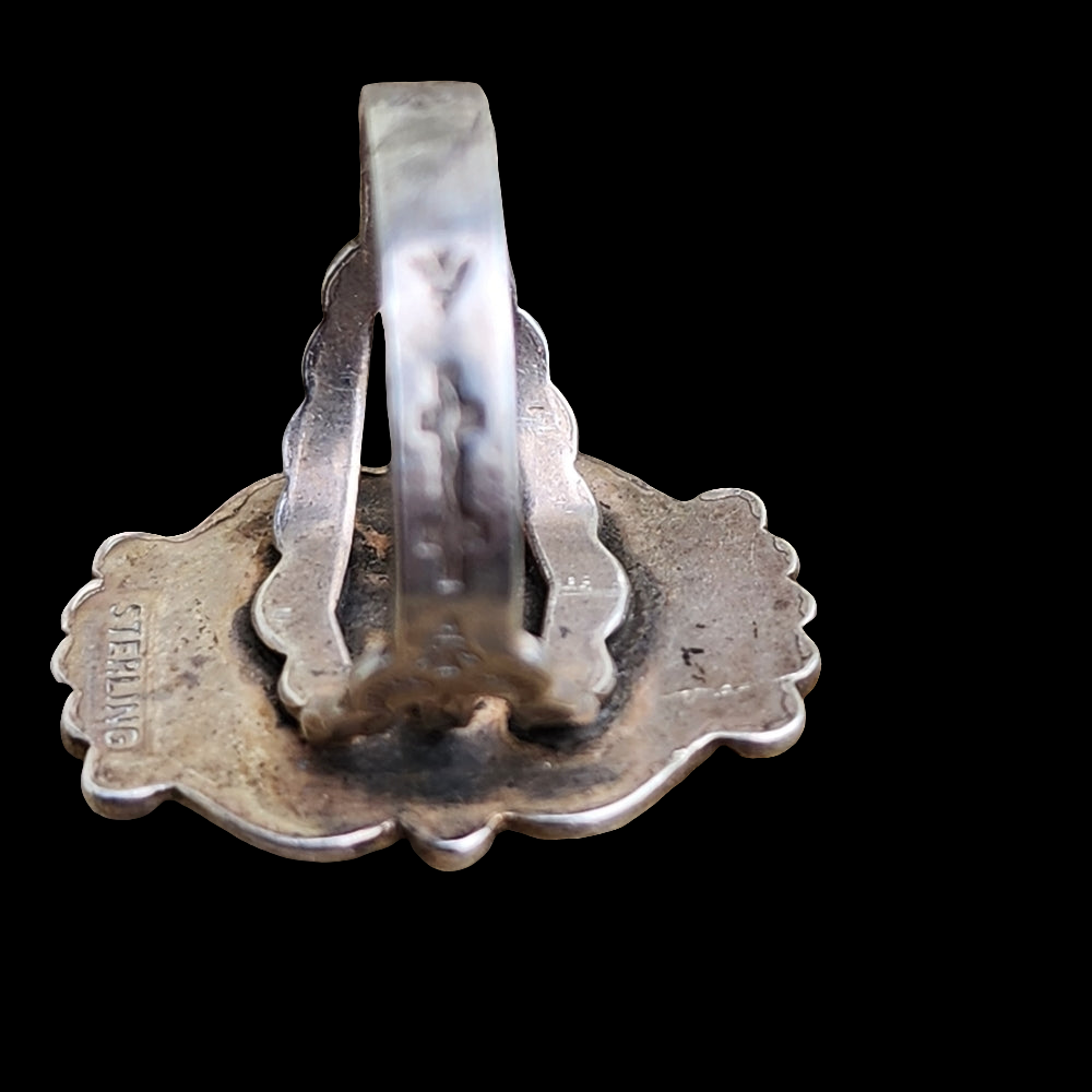 Vintage sterling silver Aztec tribal mask ring size 7.75