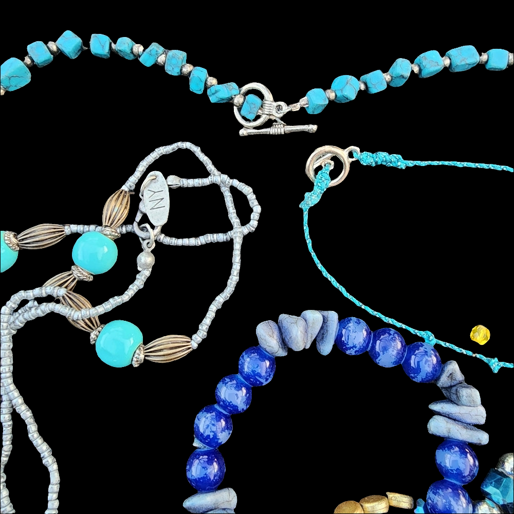 Bundle lot Turquoise Blue colors mixed media bracelets Necklaces Angel earrings