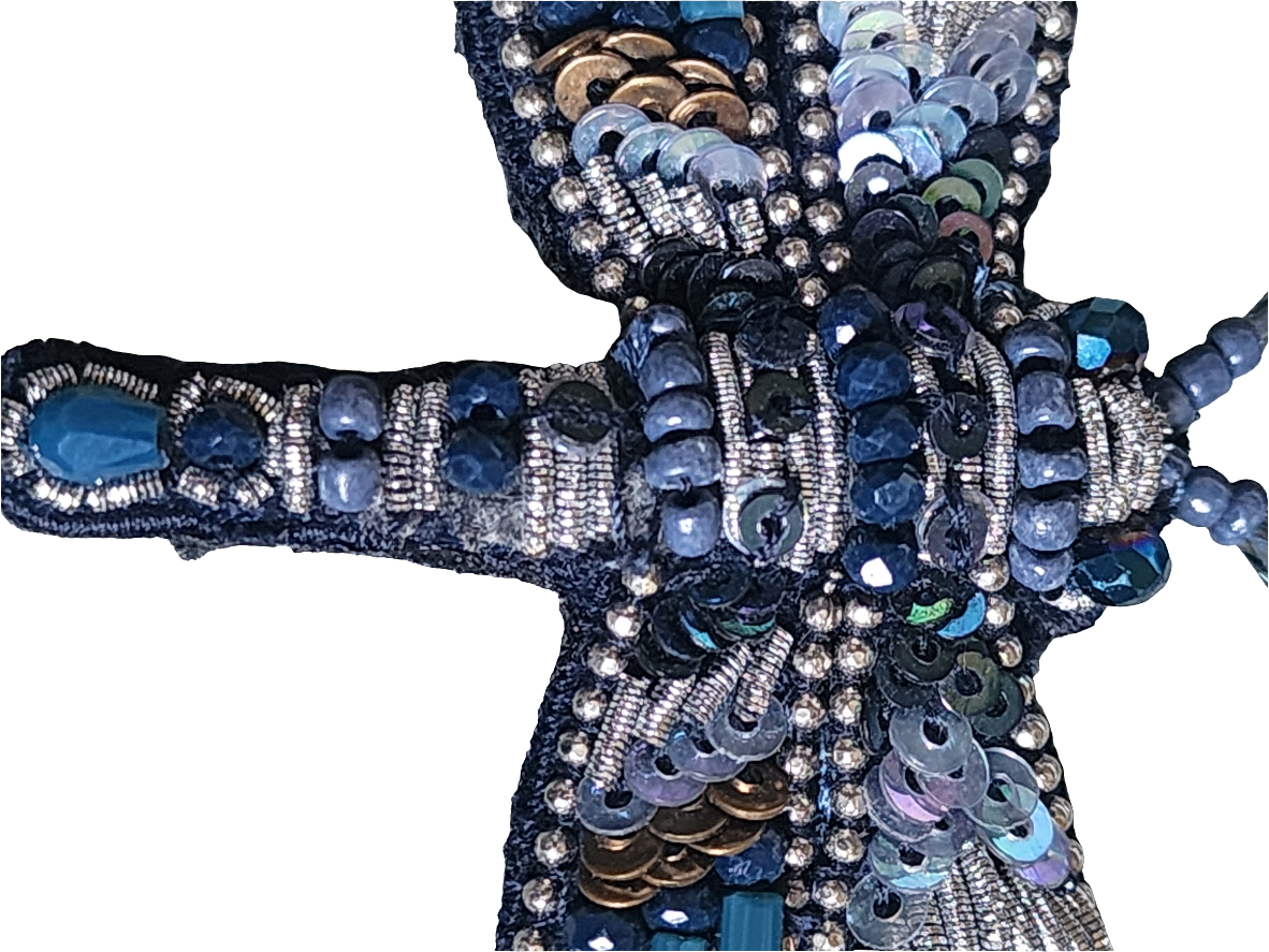 Embroidered handmade dragonfly pin brooch  blue tones