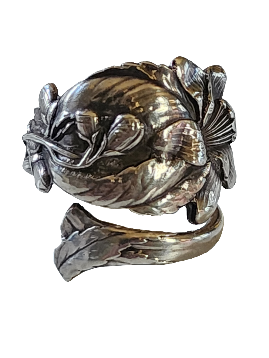Sterling Silver Flower spoon ring size 9.5