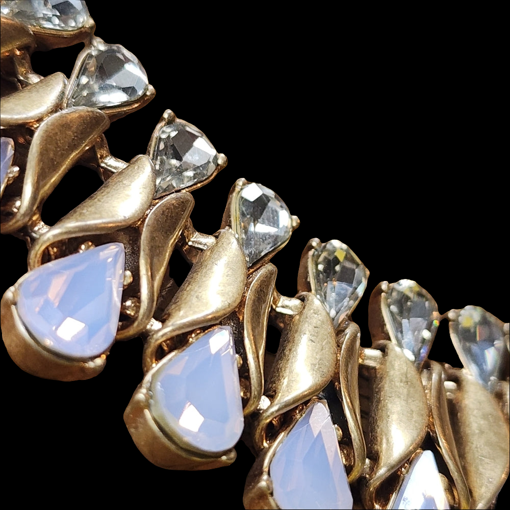 Designer J Crew rhinestone gold tone statement fashion jewelry necklace