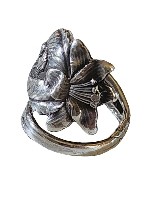 Sterling Silver Flower spoon ring size 9.5