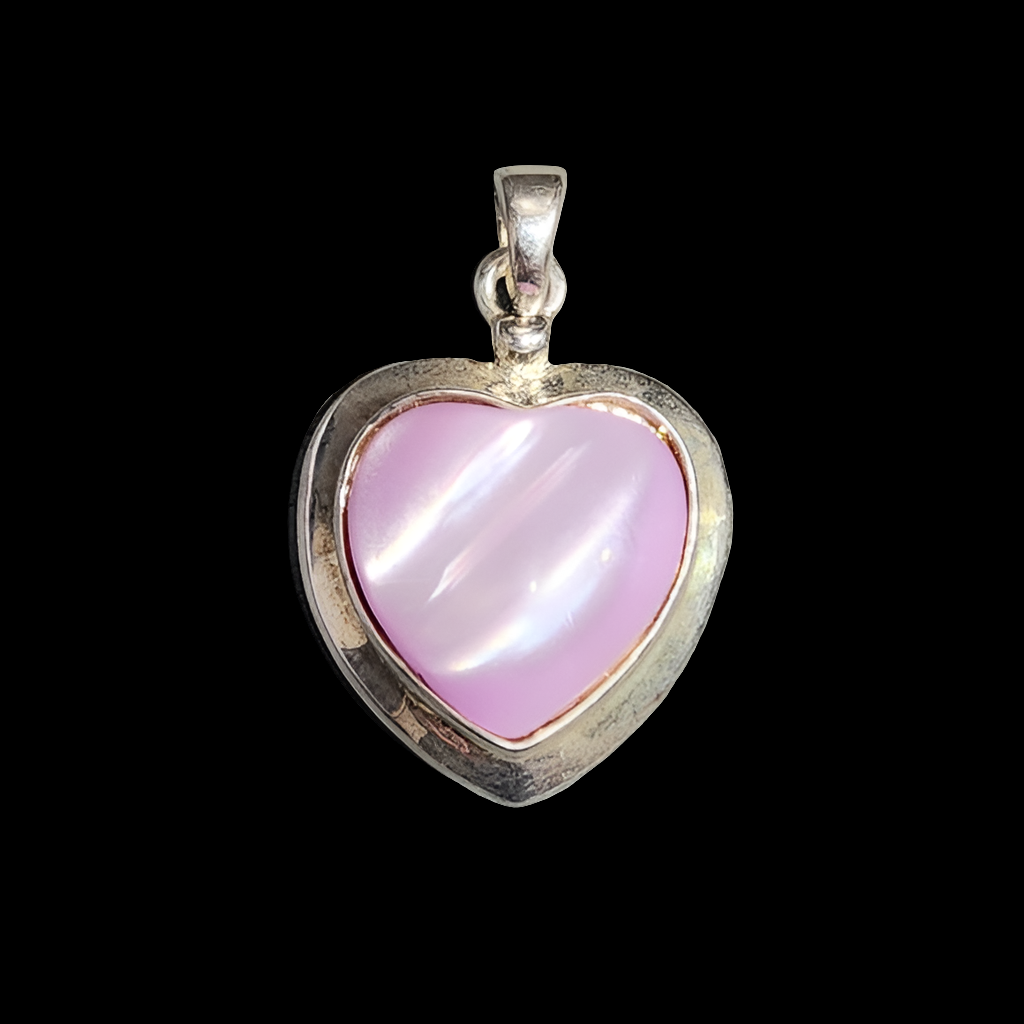 Pink heart necklace pendant. Fashion jewelry