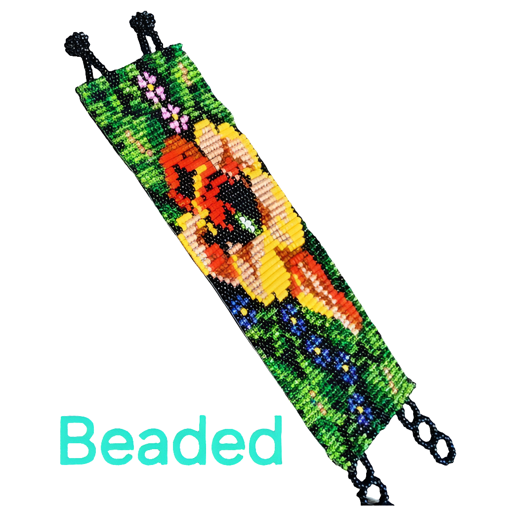 Handmade beaded bracelet flower floral design fashion costume jewelry