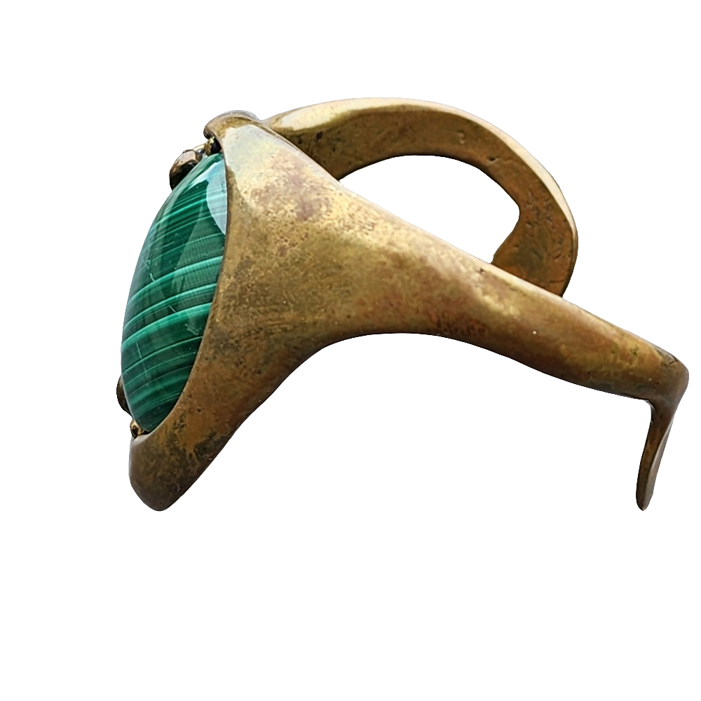 Rare Stephen Dweck modernist abstract malachite bronze cuff bracelet Designer