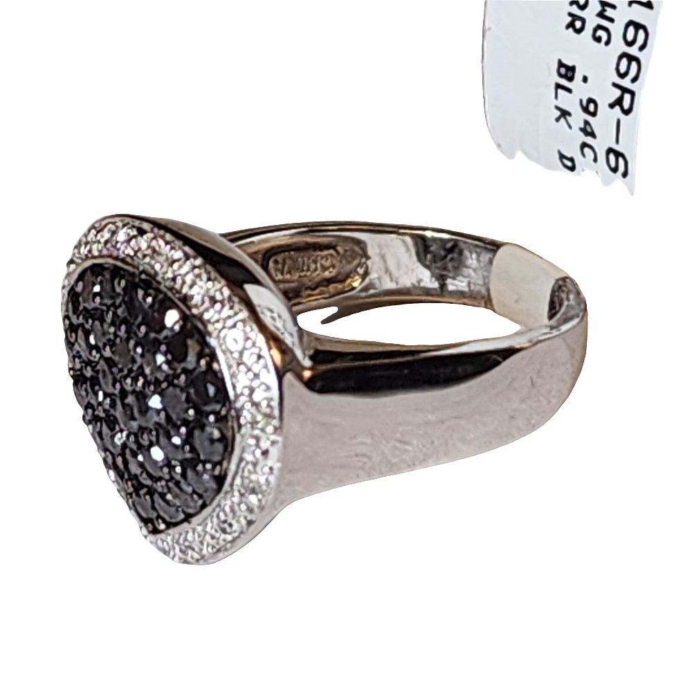 10k karat white gold black and clear diamond ring size 6 retails for ove…