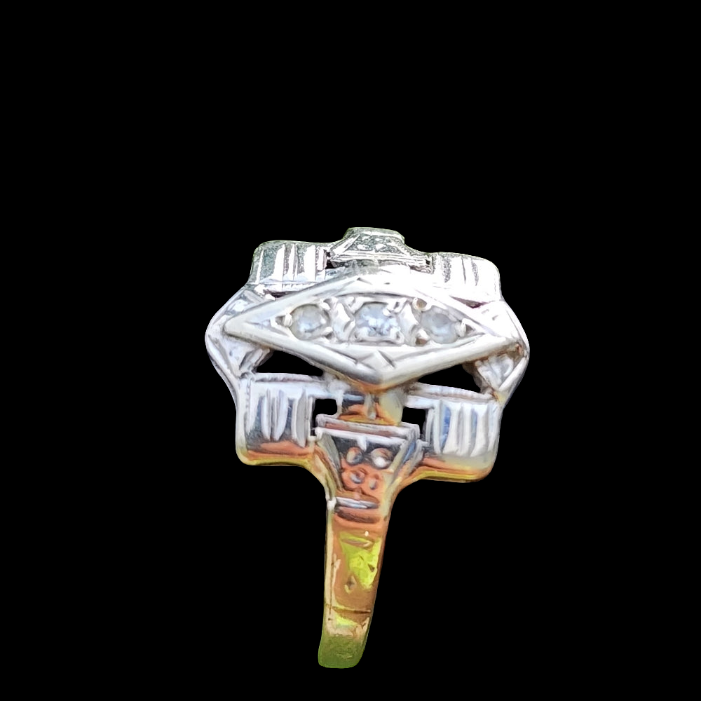Antique 14k karat white gold diamond wedding ring engagement promise siz…