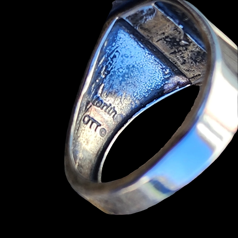 Vintage sterling silver Native American Navajo ring by OTT size 8.5 turquoise