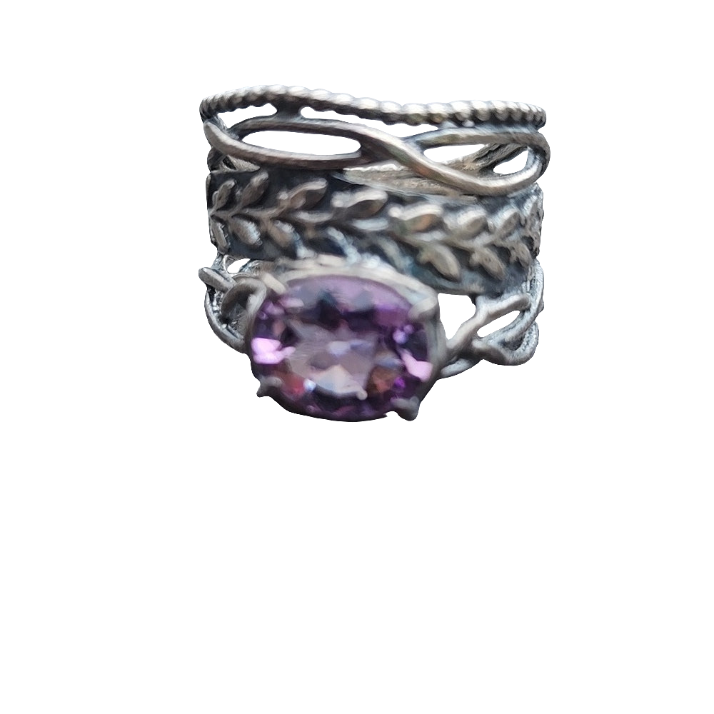 PZ israel Sterling silver amethyst layered look ring size 9.75 fine jewe…