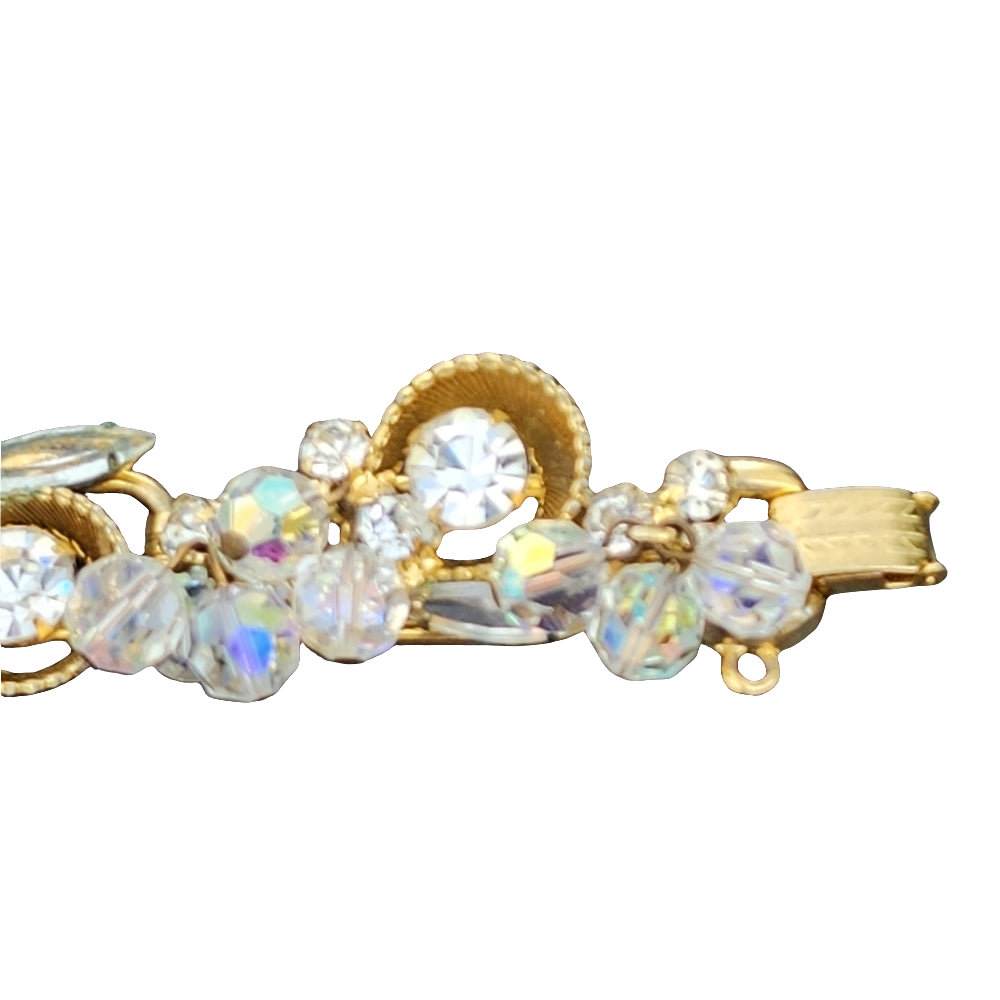 Vintage unsigned Julianna rhinestone Crystal aurora borealis bracelet  fine jewelry