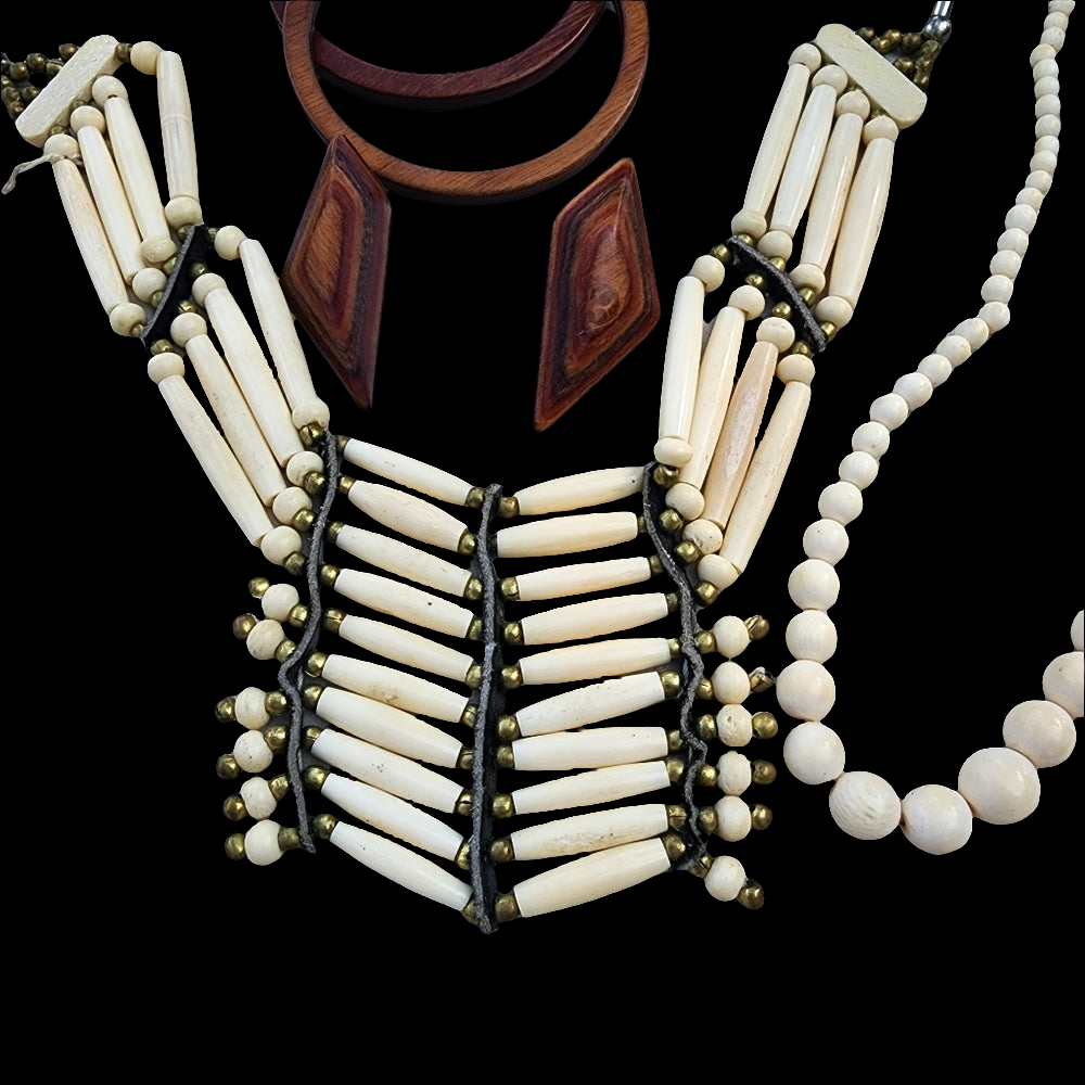 Lot of organic jewelry Wood bone Native American necklace bracelets earrings