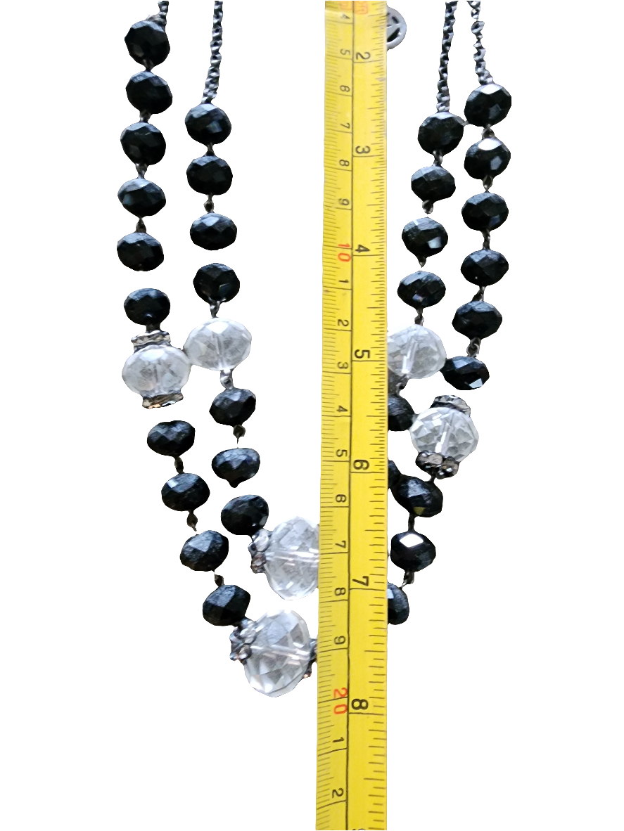 Crown Trifari faceted crystal double layer necklace