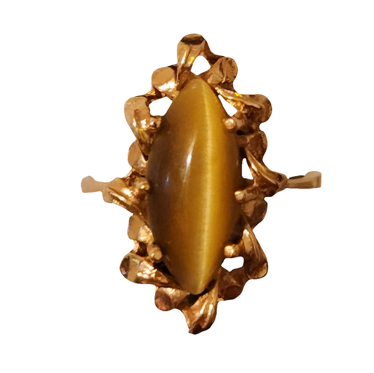 14K gold tiger's eye ring size 6.25  fine vintage jewelry