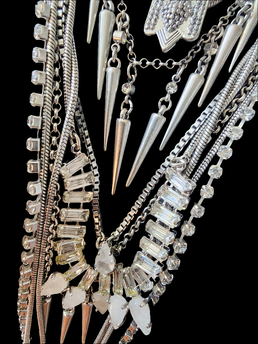 Lucky Brand layered Necklace Silver Tone multi strand