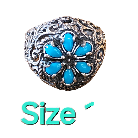 Sterling Silver Carolyn Pollack Relios Sleeping Beauty Turquoise ring si…
