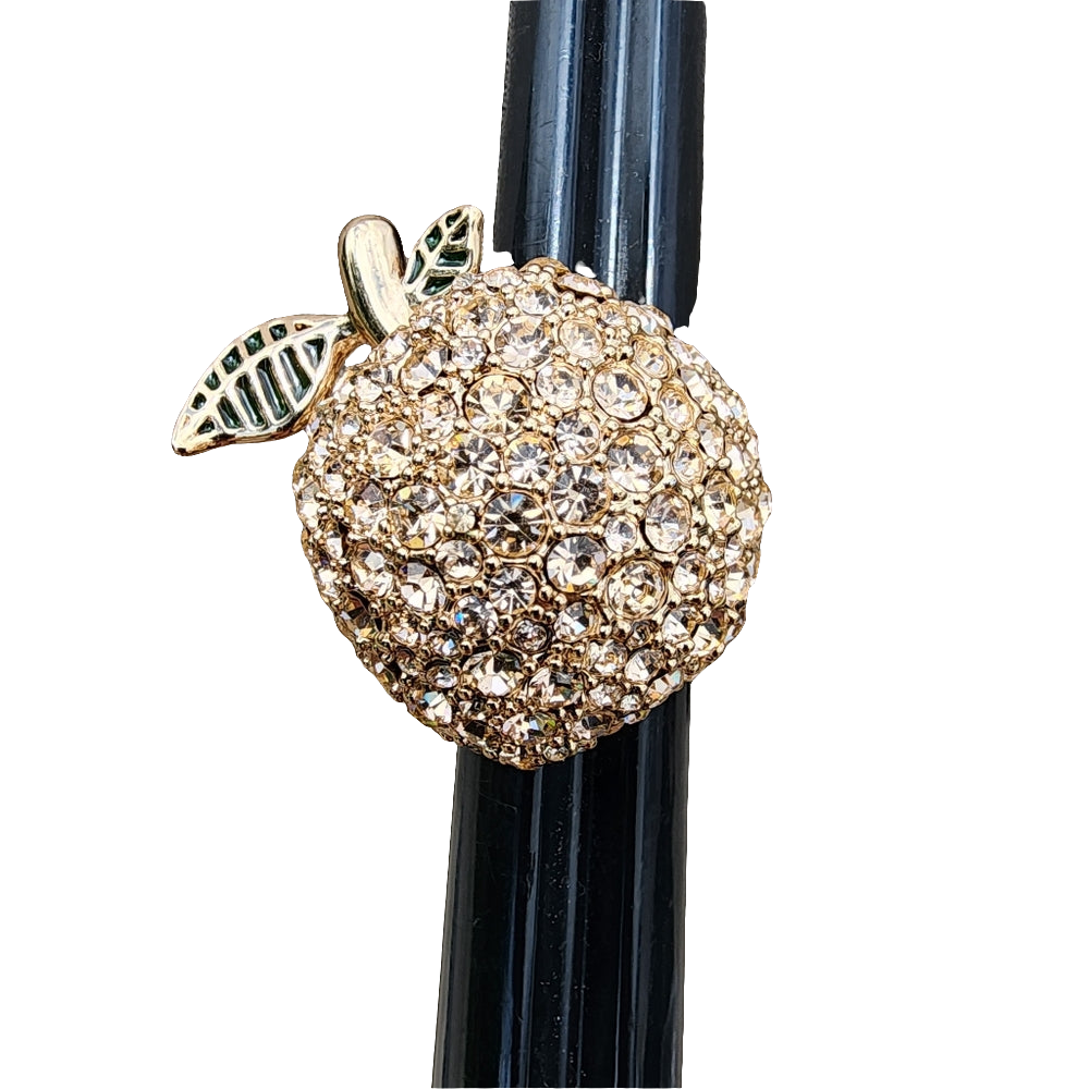 Designer Marc by Marc Jacobs huge chunky rhinestone apple ring size 6 to 8 bling