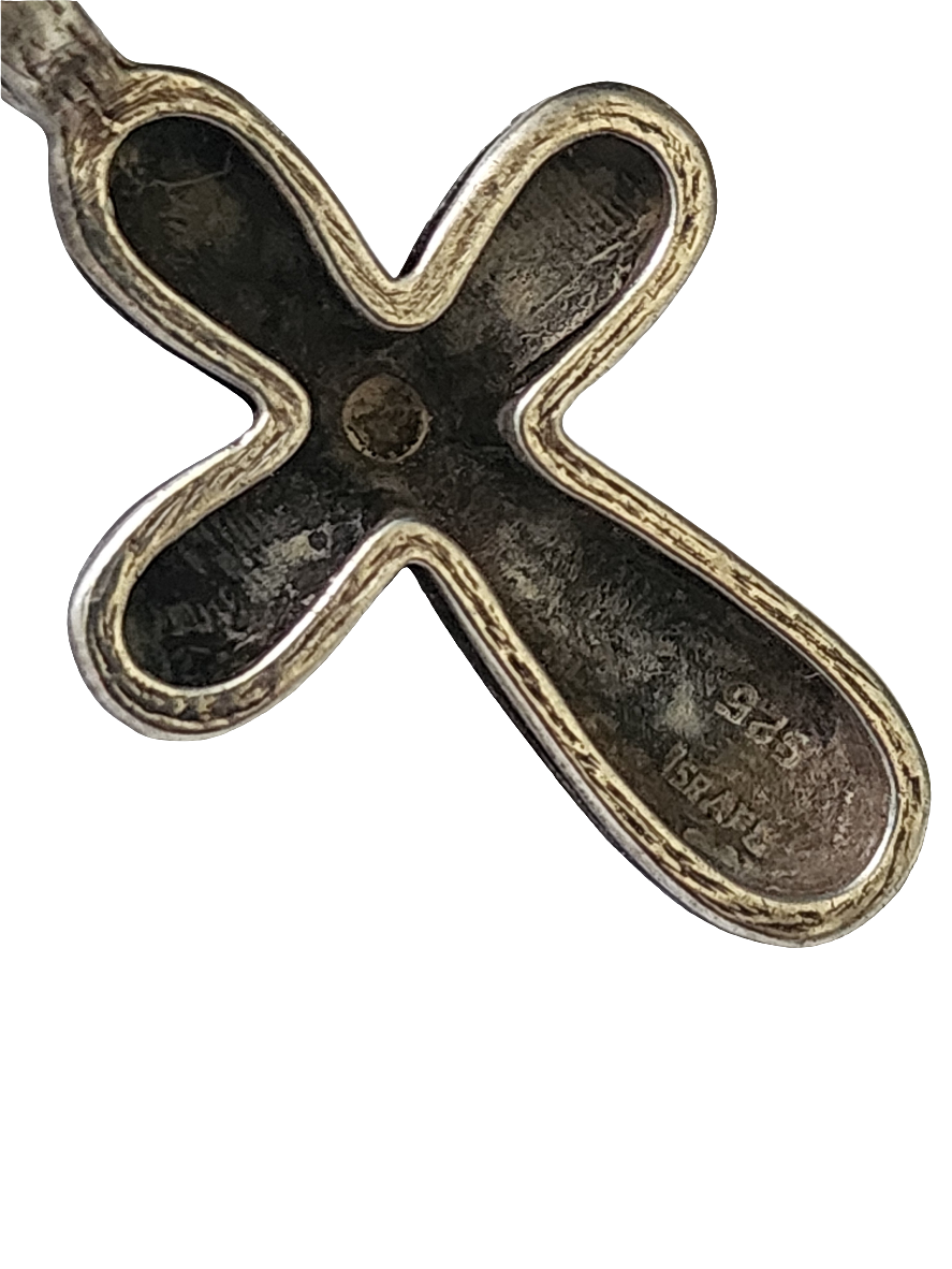 sterling silver cross made in Israel with tiger eye stone