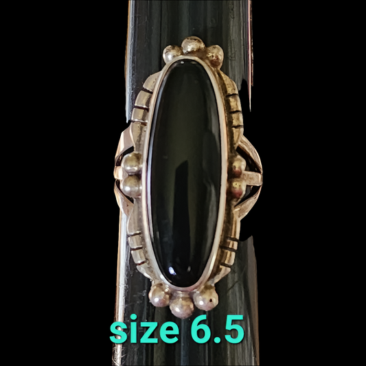 Vintage Navajo Native American sterling silver onyx ring size 6.5 signed…
